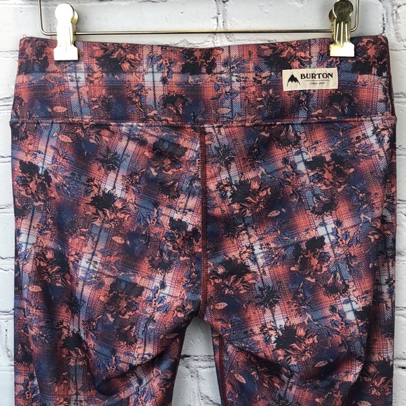 Burton Dryride Midweight Baselayer Capri Leggings Floral Plaid Sz S - Picture 7 of 16